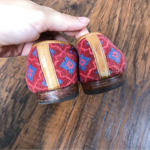 Stubbs & Wootton • needlepoint smoking loafer red blue moroccan pattern tapestry - Picture 6 of 9